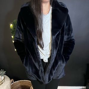 Faux Fur Navy Coat